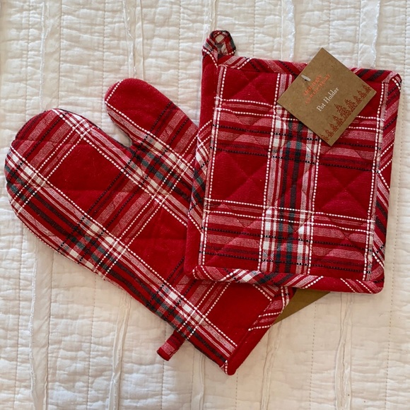 NEW Farmhouse Style Oven Mitt And Pot Holder Set - Picture 6 of 11